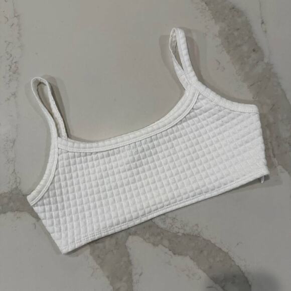 Princess Polly Tops - Princess Polly Waffle Knit Lounge Crop Top Women's 6 White Side Zipper Bra Comfy